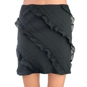 Princess Polly Women's Black High Waisted Straight Ruffle Mini Skirt Size 12